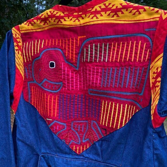 Crossroads MS Denim Cross Front Jacket Lagenlook Shacket - Picture 5 of 13